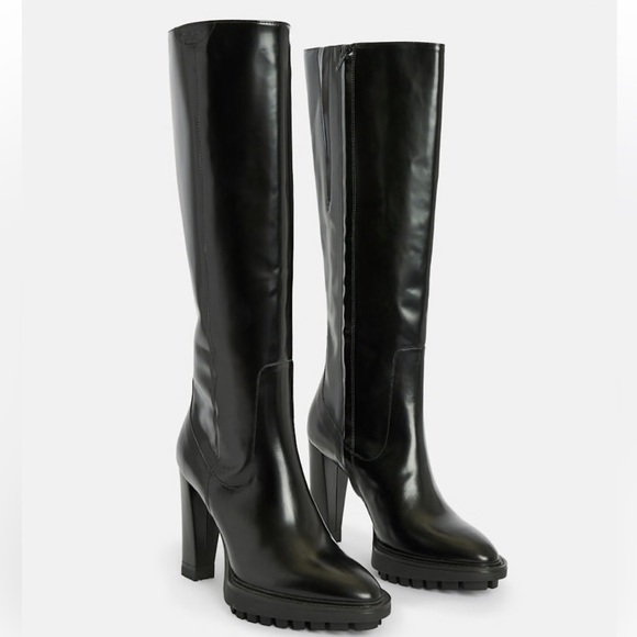 AllSaints Harlem Knee High Leather Boots - Picture 3 of 7